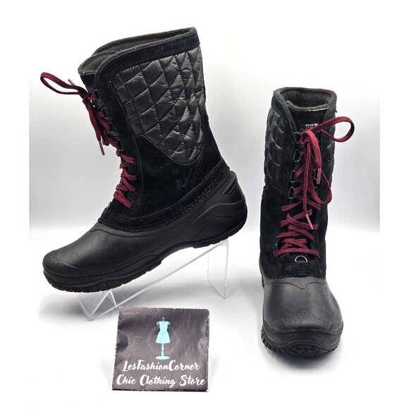 The North Face Shoes - The North Face Women's Black Purple Thermoball Utility Winter Boots Sz 8.5 3012